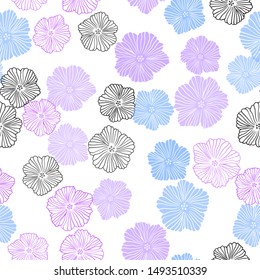 Light Pink, Blue vector seamless elegant background with flowers. Modern abstract illustration with flowers. Pattern for design of fabric, wallpapers.