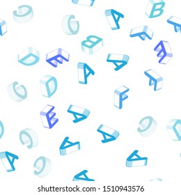 Light Pink, Blue vector seamless background with 3D signs of alphabet. Shining colorful 3D illustration with isolated letters. Template for business cards, websites.
