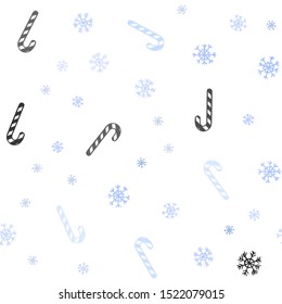 Light Pink, Blue vector seamless pattern with delicious xmas candies.