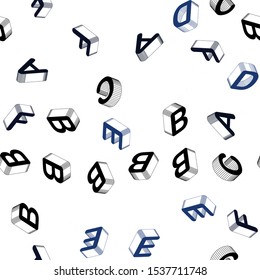 Light Pink, Blue vector seamless pattern with 3D ABC symbols. Colorful 3D alphabet signs with gradient on white background. Template for business cards, websites.