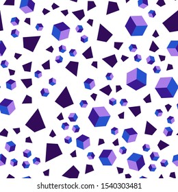 Light Pink, Blue vector seamless, isometric texture with poly style with cubes. Illustration with colorful triangles, rectangles. Design for wallpaper, fabric makers.