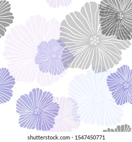 Light Pink, Blue vector seamless abstract design with flowers. Doodle illustration of flowers in Origami style. Pattern for design of fabric, wallpapers.