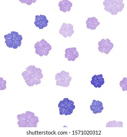 Light Pink, Blue vector seamless abstract background with flowers. Decorative design of flowers on white background. Texture for window blinds, curtains.