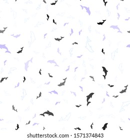 Light Pink, Blue vector seamless backdrop with ocean dolphins. Shining illustration of colorful gradient sea dolphins. Pattern for wildlife ad, booklets.