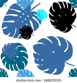 Light Pink, Blue vector seamless natural pattern with leaves. leaves on elegant natural pattern with gradient. Pattern for trendy fabric, wallpapers.