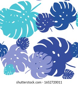 Light Pink, Blue vector seamless abstract pattern with leaves. An elegant bright illustration with leaves in Natural style. Design for textile, fabric, wallpapers.