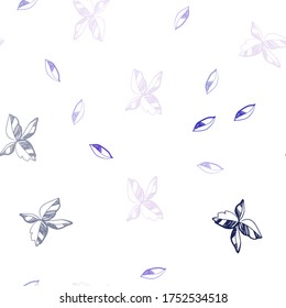 Light Pink, Blue vector seamless abstract backdrop with leaves. Blurred decorative design in Indian style with leaves. Pattern for design of fabric, wallpapers.