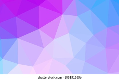 Light Pink, Blue vector shining triangular backdrop. Creative illustration in halftone style with triangles. Brand new style for your business design.