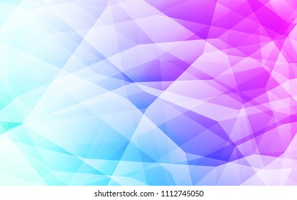 Light Pink, Blue vector shining triangular backdrop. Shining polygonal illustration, which consist of triangles. Pattern for a brand book's backdrop.