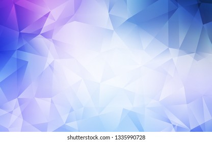 Light Pink, Blue vector shining triangular layout. Geometric illustration in Origami style with gradient.  A new texture for your web site.