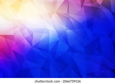 Pink claro, azul vector brillante fondo triangular. Muestra geométrica triangular con gradiente.  Plantilla completamente nueva para su banner.