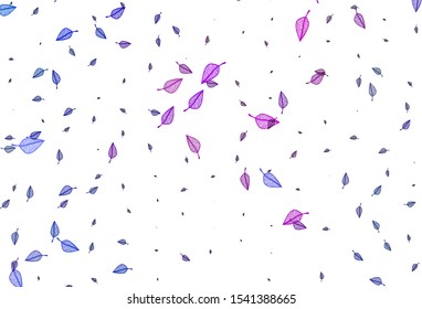 Light Pink, Blue vector sketch pattern. Smart decorative design in natural style with leaves. The best blurred design for your business.