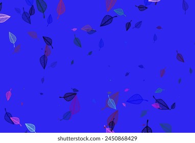 Light Pink, Blue vector sketch template. Shining colorful illustration with leaves in doodle style. The best blurred design for your business.