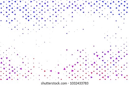Light Pink, Blue vector of small triangles on white background. Illustration of abstract texture of triangles. Pattern design for banner, poster, cover.