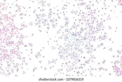 Light Pink, Blue vector of small triangles on white background. Illustration of abstract texture of triangles. Pattern design for banner, poster, cover.