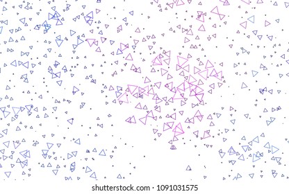 Light Pink, Blue vector of small triangles on white background. Illustration of abstract texture of triangles. Pattern design for banner, poster, cover.