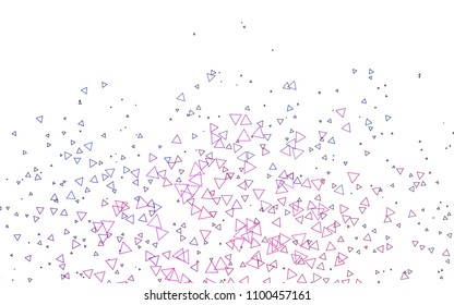 Light Pink, Blue vector of small triangles on white background. Illustration of abstract texture of triangles. Pattern design for banner, poster, cover.