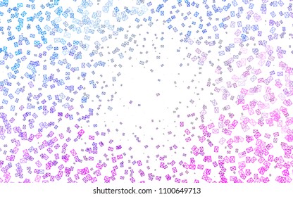 Light Pink, Blue vector of small triangles on white background. Illustration of abstract texture of triangles. Pattern design for banner, poster, cover.