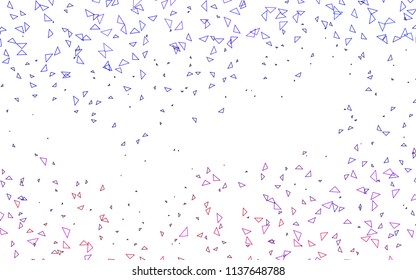 Light Pink, Blue vector of small triangles on white background. Illustration of abstract texture of triangles. Pattern design for banner, poster, cover.