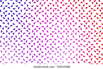 Light Pink, Blue vector of small triangles on white background. Illustration of abstract texture of triangles. Pattern design for banner, poster, cover.