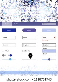 Light Pink, Blue vector style guide with circles. Beautiful ui ux kit with colorful dots in its header. Simple colorful design for websites.