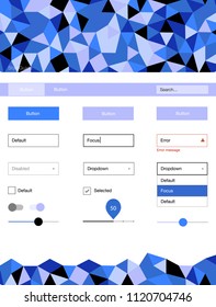 Light Pink, Blue vector style guide with triangles. Modern Style guide in polygonal style with triangles. Beautiful layout for websites, landing pages.