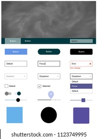 Light Pink, Blue vector style guide with sky stars. Colorful ui/ux kit with header consisted of clouds & stars. Simple colorful design for websites.