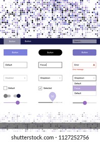 Light Pink, Blue vector style guide with circles. Web ui kit with abstract gradient circles in its header. Modern template for your landing page.