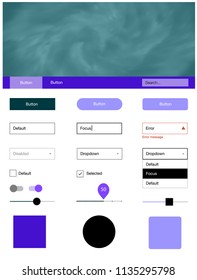 Light Pink, Blue vector style guide with sky stars. Web ui kit with abstract gradient clouds in its header. This template you can use for websites.
