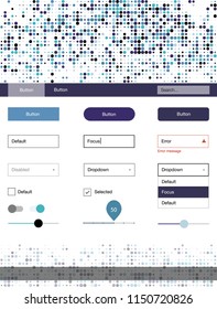 Light Pink, Blue vector style guide with circles. Beautiful ui ux kit with colorful dots in its header. Modern template for your landing page.