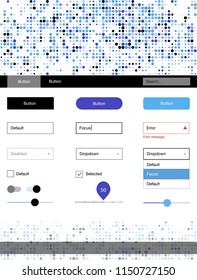 Light Pink, Blue vector style guide with circles. Web ui kit with abstract gradient circles in its header. Beautiful layout for websites, landing pages.