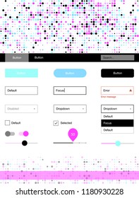 Light Pink, Blue vector style guide with circles. Colorful ui/ux kit with header consisted of spheres. This template you can use for websites.