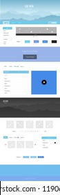 Light Pink, Blue vector style guide with mountains. Modern Style guide with colorful gradient mountains in its header. Beautiful layout for websites, landing pages.
