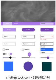 Light Pink, Blue vector style guide with sky stars. Web ui kit with abstract gradient clouds in its header. This sample is for your website.