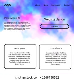 Light Pink, Blue vector style guide with sky stars. Simple Material Design Kit with colorful clouds in header. Simple colorful design for websites.