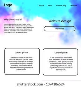 Light Pink, Blue vector style guide with sky stars. Web ui kit with abstract gradient clouds in its header. This sample is for your website.