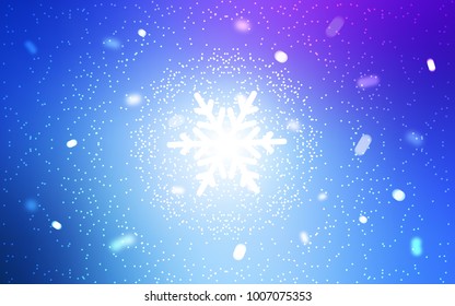 Light Pink, Blue vector template with ice snowflakes. Blurred decorative design in xmas style with snow. New year design for your ad, poster, banner.