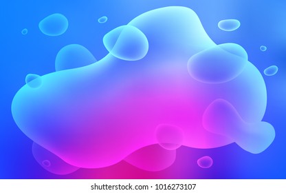 Plantilla vectorial azul rosa claro con círculos abstractos. Una vaga ilustración abstracta circunfleja con gradiente. Diseño de Memphis para su sitio web.