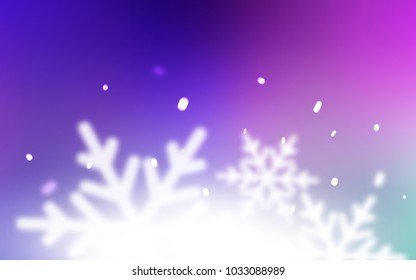 Light Pink, Blue vector template with ice snowflakes. Blurred decorative design in xmas style with snow. The pattern can be used for new year leaflets.