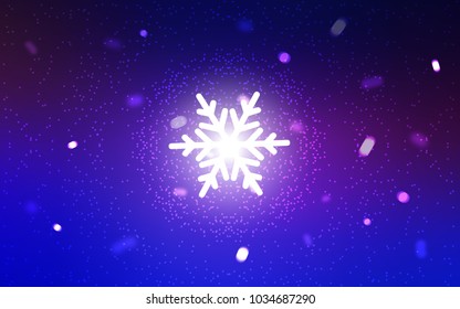 Light Pink, Blue vector template with ice snowflakes. Shining colored illustration with snow in christmas style. New year design for your business advert.