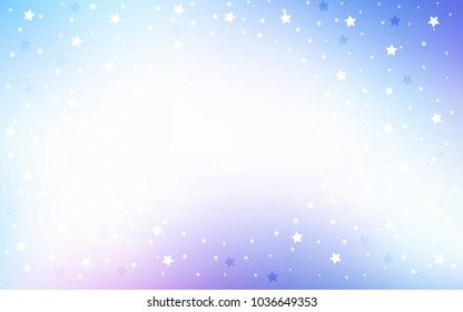 Light Pink, Blue vector template with sky stars. Stars on blurred abstract background with gradient. The template can be used as a background.