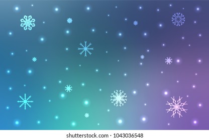 Light Pink, Blue vector template with ice snowflakes. Snow on blurred abstract background with gradient. New year design for your ad, poster, banner.