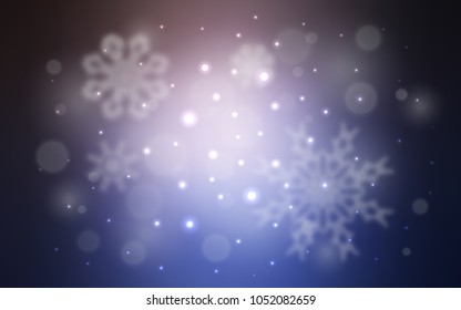 Light Pink, Blue vector template with ice snowflakes. Modern geometrical abstract illustration with crystals of ice. New year design for your business advert.