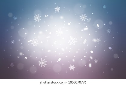 Light Pink, Blue vector template with ice snowflakes. Modern geometrical abstract illustration with crystals of ice. New year design for your business advert.