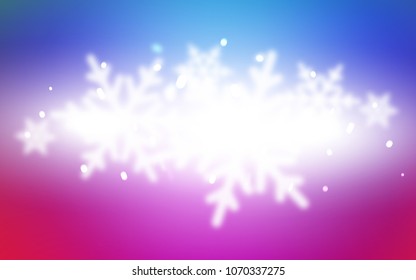 Light Pink, Blue vector template with ice snowflakes. Modern geometrical abstract illustration with crystals of ice. New year design for your business advert.