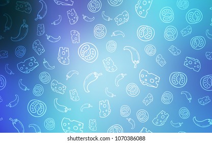 Light Pink, Blue vector template with organic meal. Decorative shining illustration with food on abstract template. Pattern for menu of cafes, bars, restaurants.