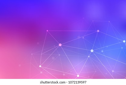 Light Pink, Blue vector template with circles, triangles. Design with connection of dots and lines on colorful background. Pattern can be used as texture of wallpapers.