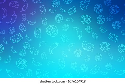Light Pink, Blue vector template with organic meal. Blurred decorative design of snacks in doodle style. Doodle design for your business advert of cafes.