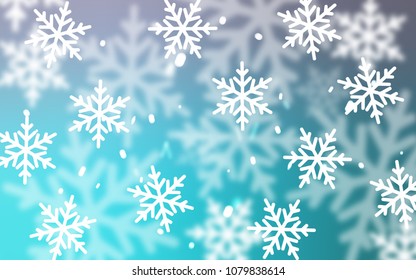 Light Pink, Blue vector template with ice snowflakes. Shining colored illustration with snow in christmas style. The pattern can be used for new year ad, booklets.