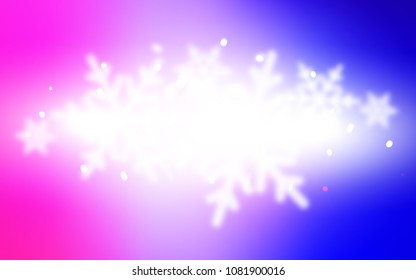 Light Pink, Blue vector template with ice snowflakes. Modern geometrical abstract illustration with crystals of ice. New year design for your ad, poster, banner.